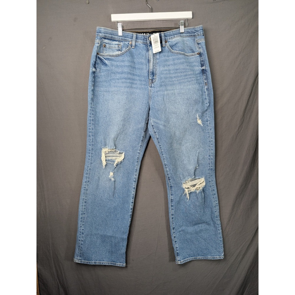 Torrid High Rise Baggy Straight Whiskey Neat Distressed Jeans 14 Regular 7207